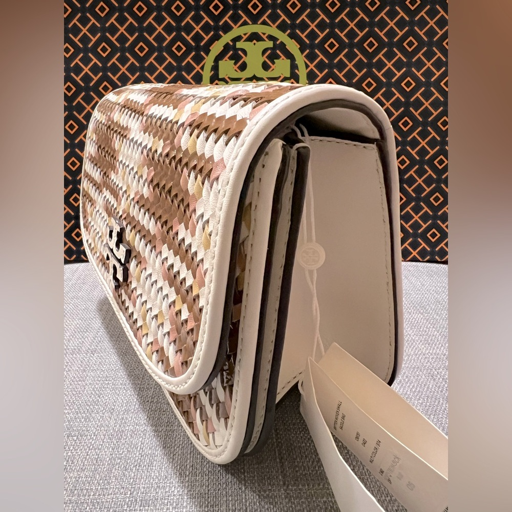 NWT Tory Burch Britten Woven Saddle Bag - Picture 4 of 15
